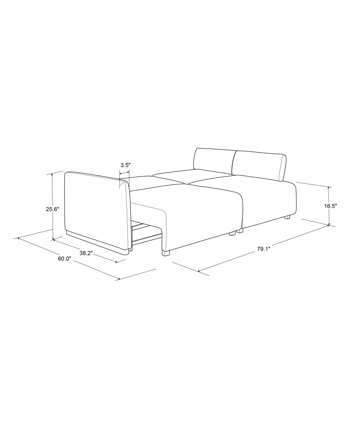 Serta 86" Polyester Tigard Convertible Sofa In Brown