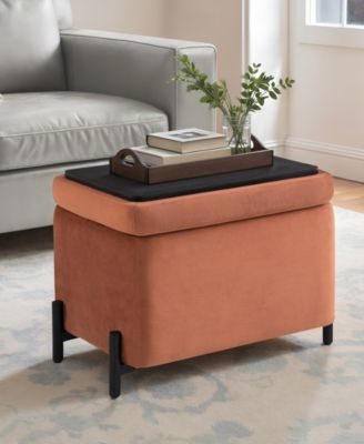 24" Velvet Kyoto Small Storage Ottoman