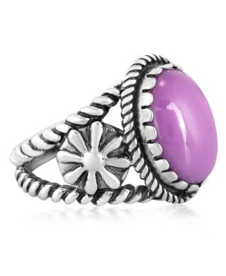 Sterling Silver Phosphosiderite Concha Flower Ring, Size 5