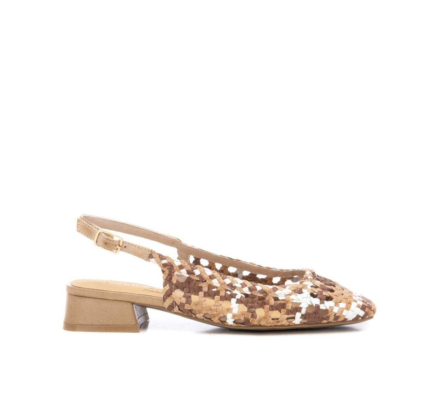 Женские сандалии XTI Carmela Leather Slingback Braided, цвет: Бежевый — фото 1