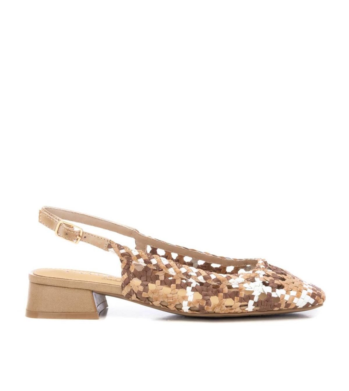 Carmela Leather Women's Slingback Braided Sandals By Xti - Beige