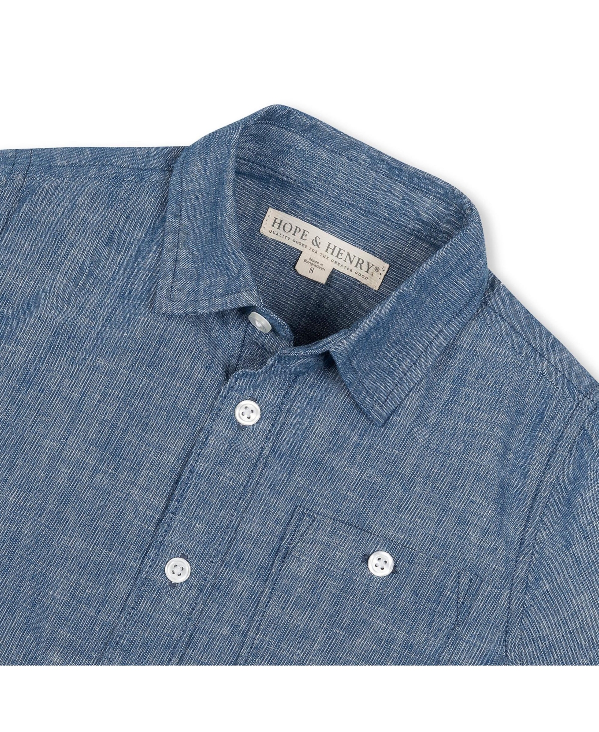 Hope & Henry Boys Short Sleeve Chambray Button Down Shirt
