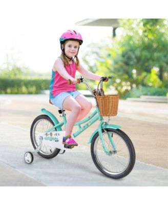 16/18 Inch Kids Bike with Training Wheels, 2 Brake System, and Adjustable Seat for Ages 4-8