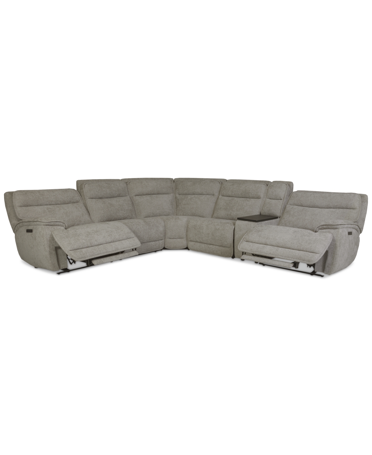 Macy's Ozryn 6-pc. Fabric Sectional With Console And 2 Power Motion Chairs, Exclusively At  In Gray