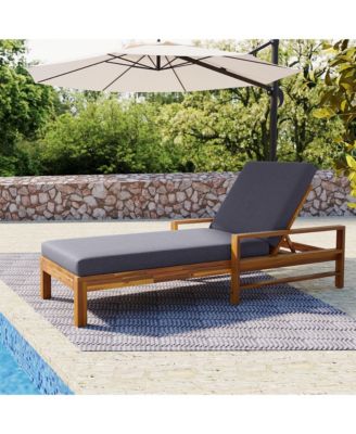 Acacia Wood Adjustable Backrest Outdoor Lounge Chair, Suitable for Gardens, Terraces