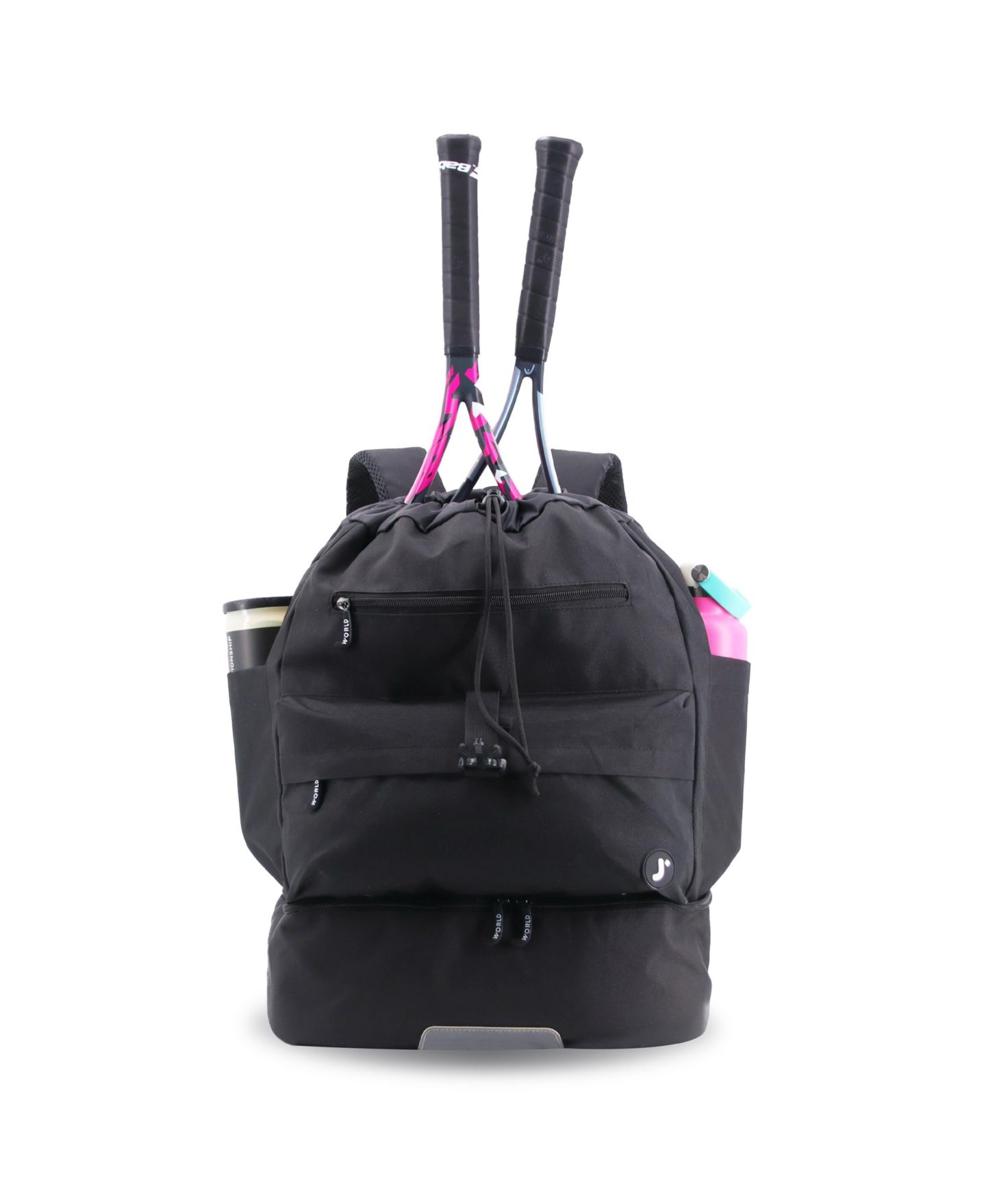 Рюкзак J World ACE Racket Sports with Racket Protection & Multiple Storage Compartments, цвет: Чёрный — фото 5