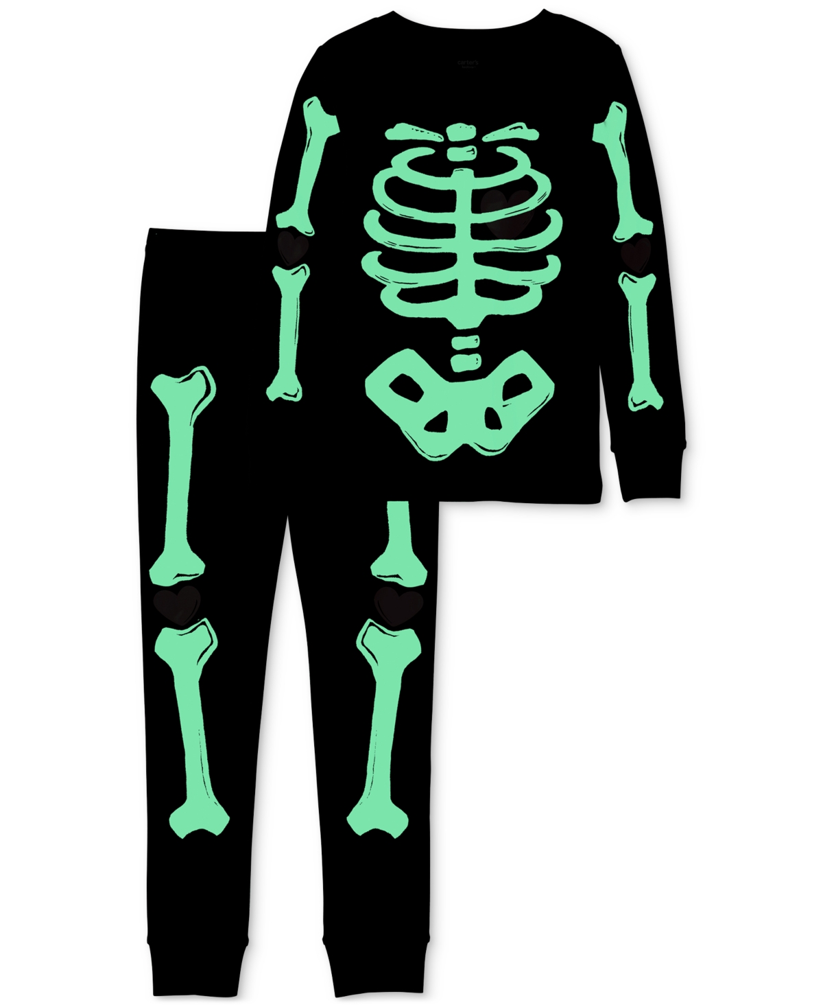 Carter's Big Kids 2-pc. Glow In The Dark Skeleton Pajama Set In Black