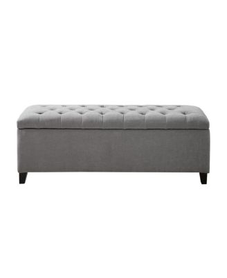 50.3" Tufted Storage Bench with Soft Close Lid and Wood Legs