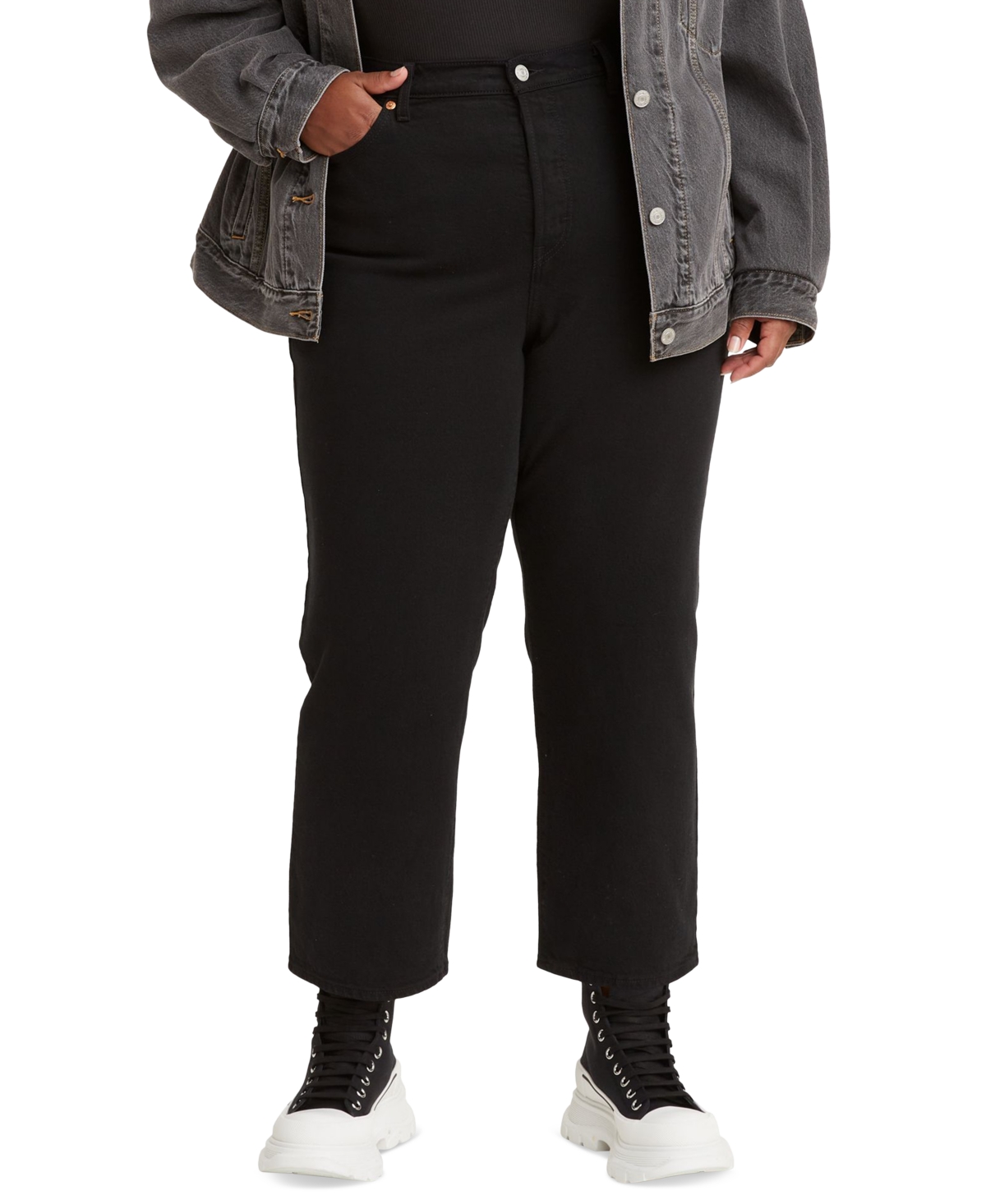 Plus Size Wedgie High-Rise Straight-Leg Jeans - Black Sprout