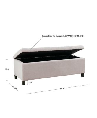 Tufted Upholstered Storage Bench with Button Top, Solid Wood Legs for Bedroom or Living Room, Hidden Blanket