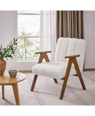 Mid Century Boucle Upholstered Lounge Chair