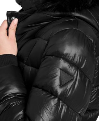 Women's Faux-Fur Trim Hooded Maxi Puffer Coat