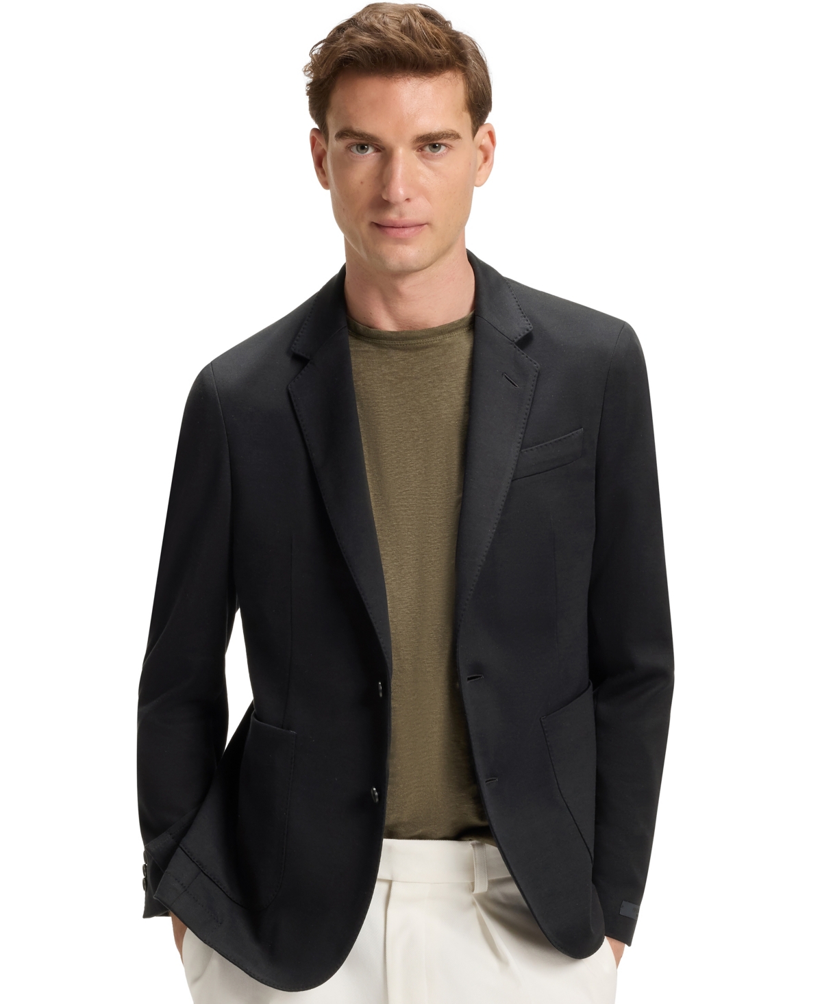 Beckham x Boss Men's Melange Cotton Blend Blazer - Dark Blue