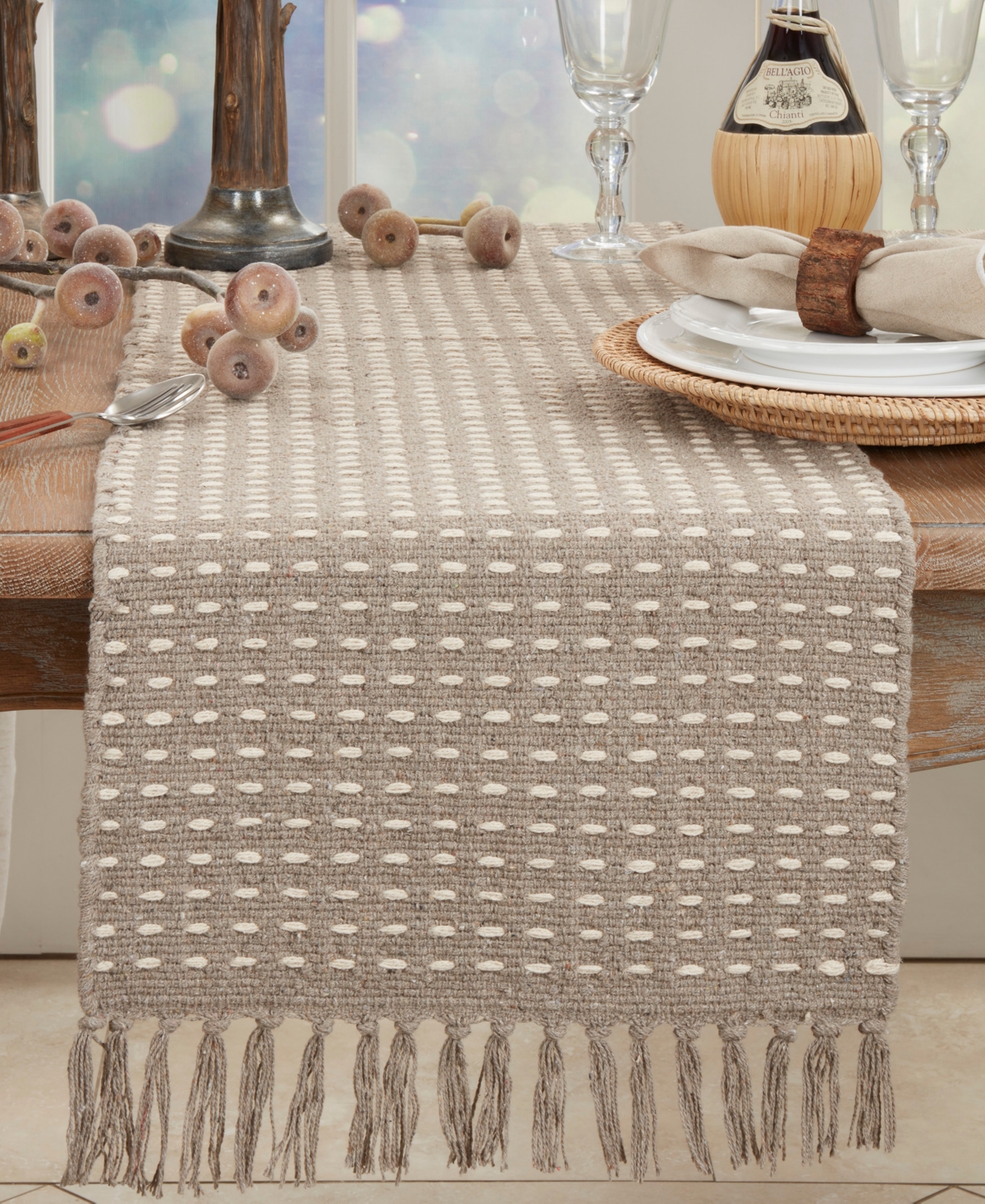 Saro Lifestyle Dashed Woven Table Runner