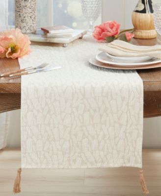 Mixed Linen Jacquard Table Runner, 16" x 72"
