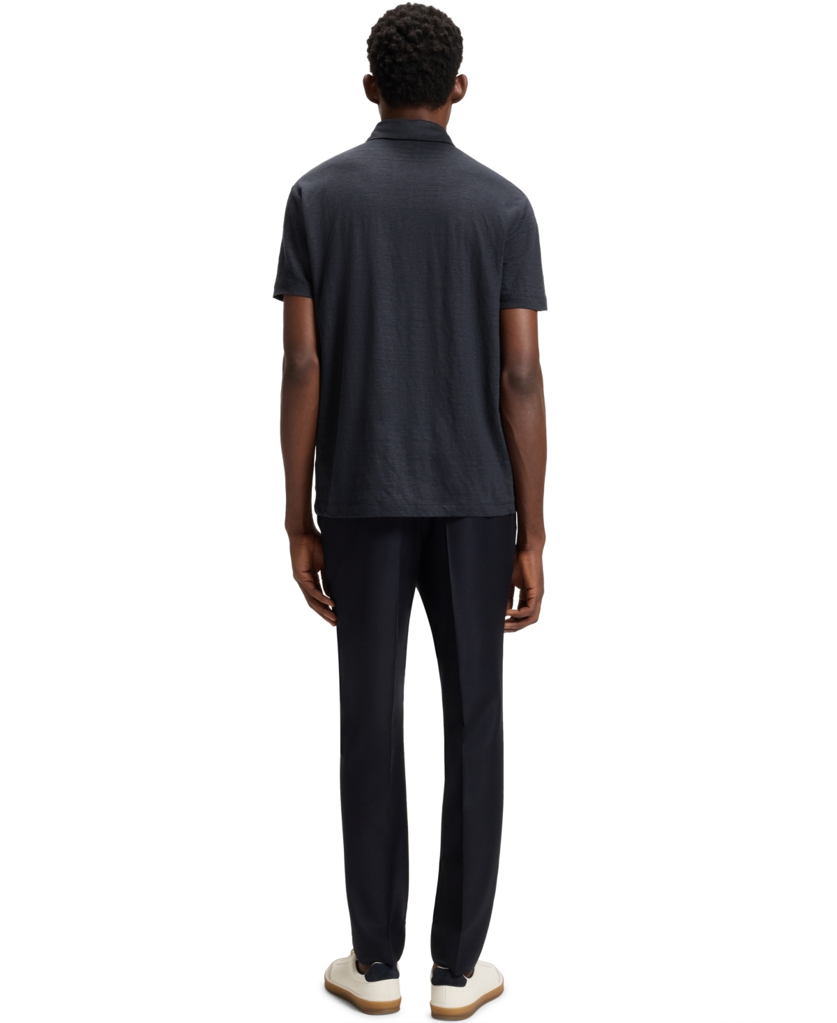 Hugo Boss Regular-fit Knit Polo Blended With Cotton In Black