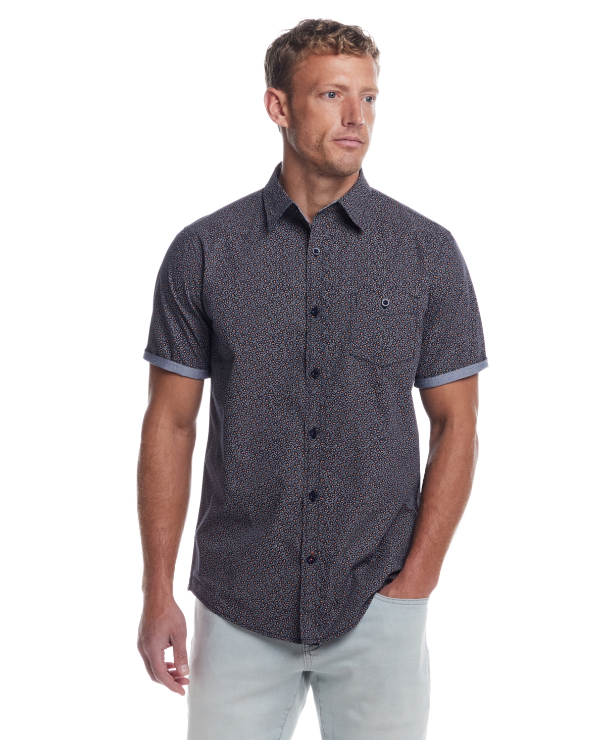 Men's Short Sleeve Cotton Poplin Shirt - Peach Blossom