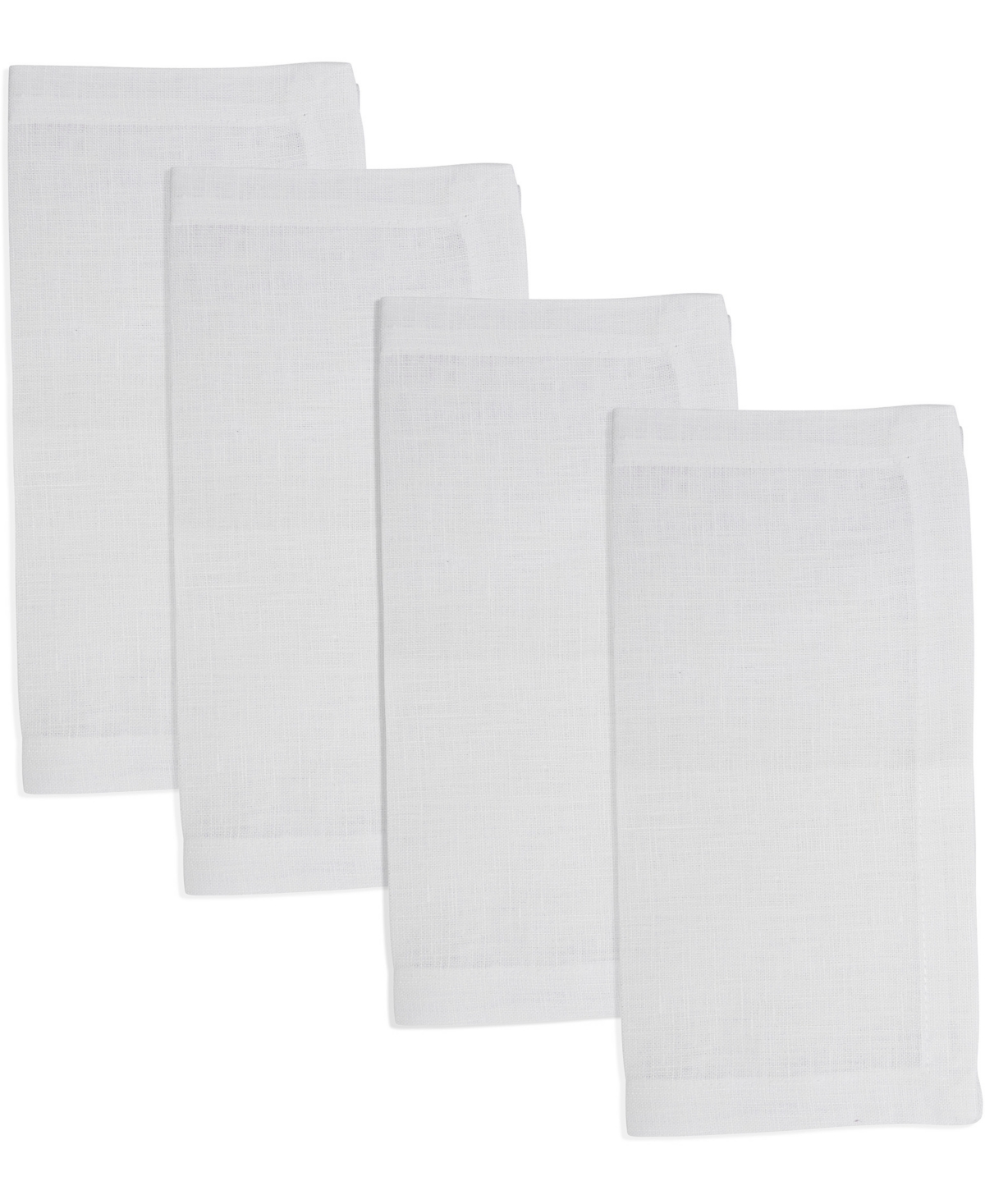Saro Lifestyle Pure Linen Tea Napkins, 10" X 10" In White