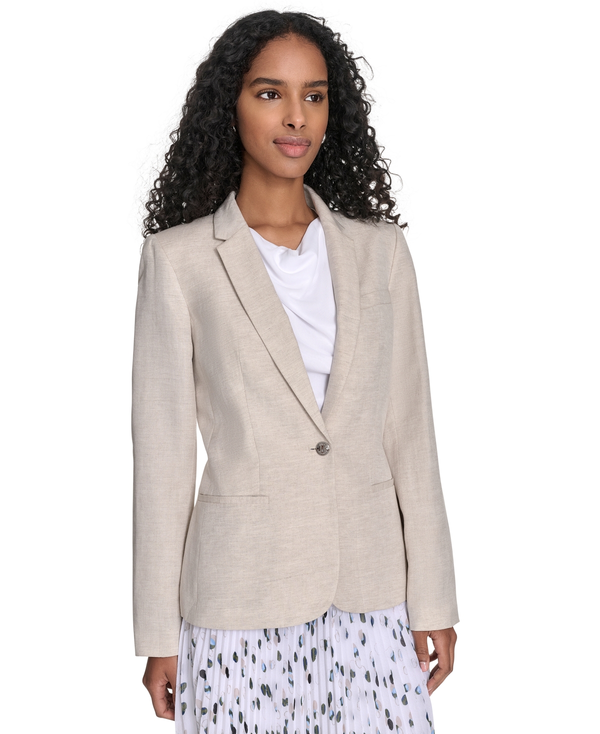 Calvin Klein Petite Linen-blend Blazer