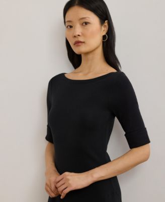 Women's Rib-Knit Stretch Cotton Midi Dress