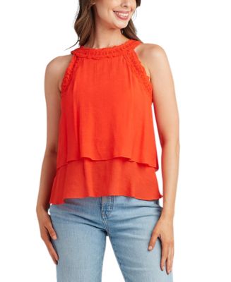 BCX Juniors' Gauzy Textured Halter Top - Macy's