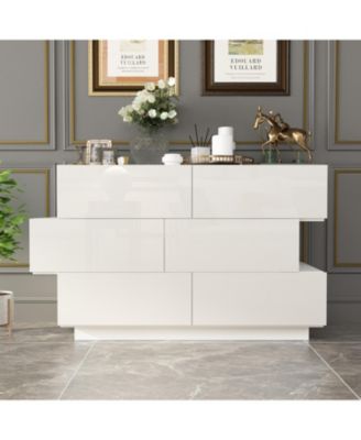 High Gloss White Wood 6-Drawer Chest of Drawers