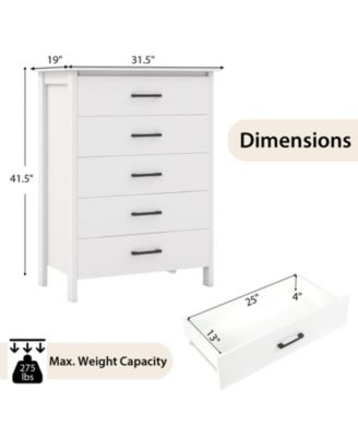Modern 5 Drawer Chest Storage Dresser Cabinet with Metal Handles