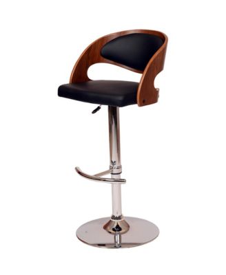 Low Back Adjustable Bar Stool – Faux Leather Seat with Chrome Finish