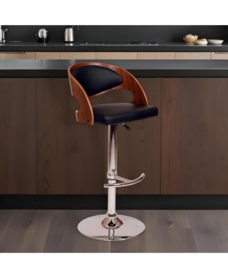 Low Back Adjustable Bar Stool – Faux Leather Seat with Chrome Finish