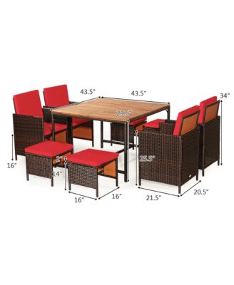 9PC Rattan Wicker Patio Dining Set Outdoor Furniture Set w/ Cushion