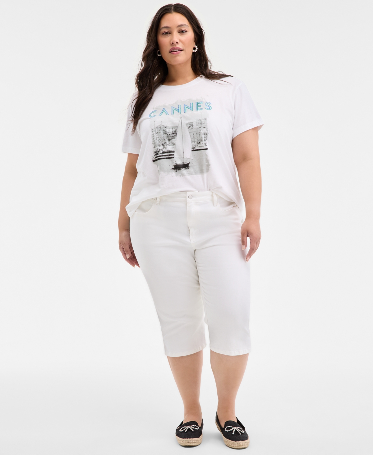 On 34th Trendy Plus Size Capri Jeans, Exclusively At Macy's In White