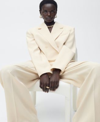 Women's Pleated Wide Leg Suit Pants