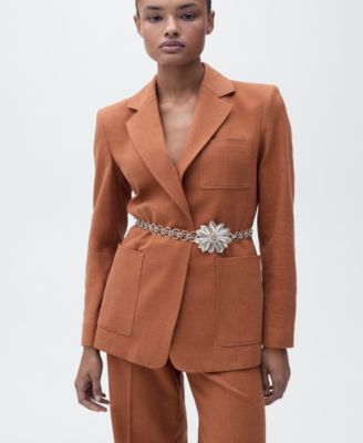 MANGO - Women's Cotton And Linen-Blend Suit Trousers