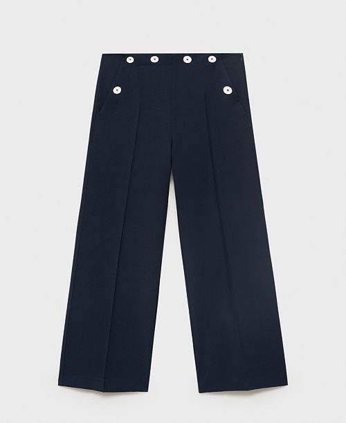 alfani MANGO Women's Contrasting Button Detail Straight Pants Women's Fashion Shoes & Accessories