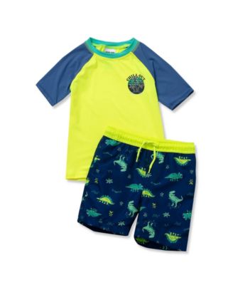 Toddler Girls Chlorine Resistant Short Sleeve Rashguard Swim Set