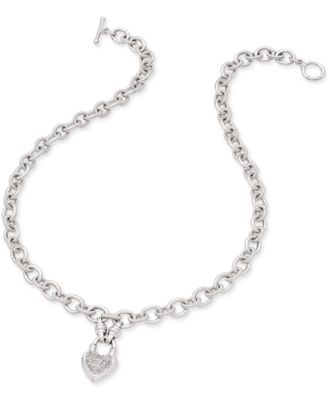 Macy's Diamond Heart Pendant Necklace (1/4 ct. t.w.) in Sterling Silver ...