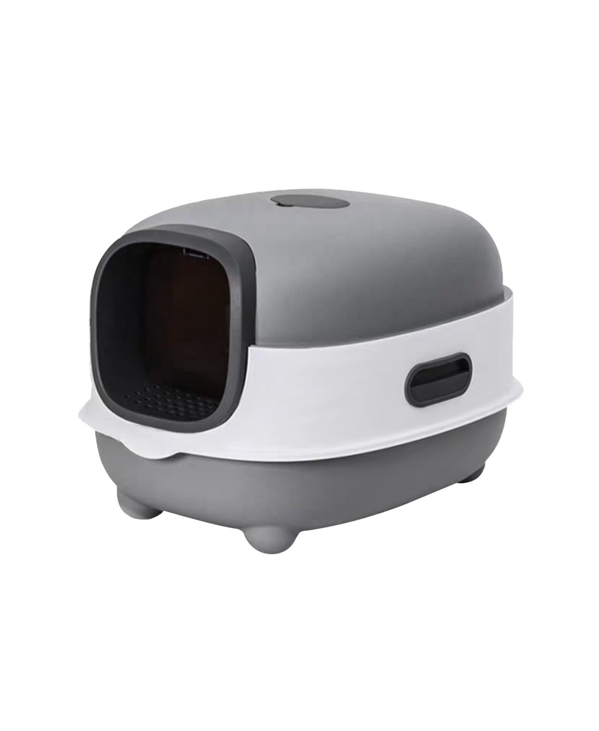 Hooded Front-Entry Cat Litter Box With Scoop for Cats - Grey
