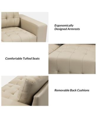 Blanca 87" wide Genuine Leather Sofa with Button Tufted Stitched Pattern