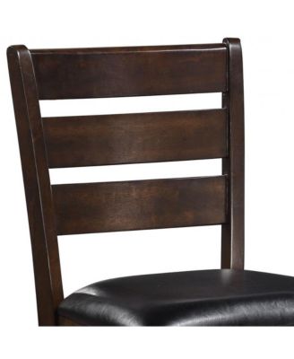 Set of Two Faux Leather And Solid Wood Counter Height Bar Chairs