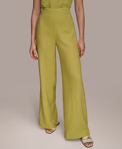 alfani Donna Karan New York Women's Linen-Blend Wide Leg Pants Women's Fashion Shoes & Accessories