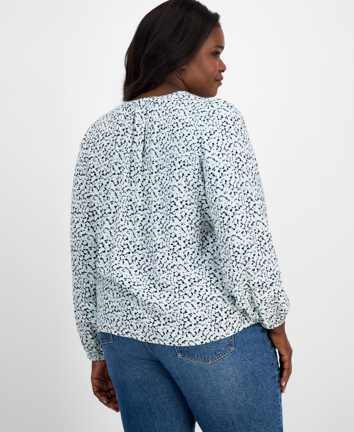 Shop On 34th Trendy Plus Size Shadow Floral Button-front Blouse, Exclusively At Macy's