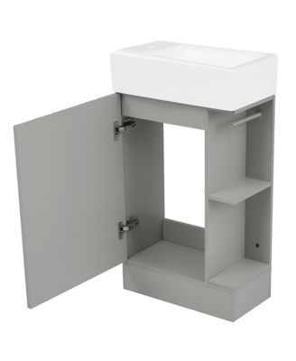 18.6" Bathroom Vanity with Sink, Bathroom Vanity Cabinet with Two-tier Shelf, Left or Right Orientation