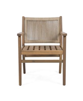 Streamdale Acacia Wood Armchairs with Rope Back and Cushions, Set of 2