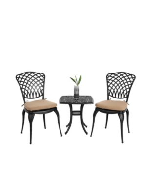 Streamdale Rustproof Patio Bistro Set 2 Chairs, Round Table w/ Cushions