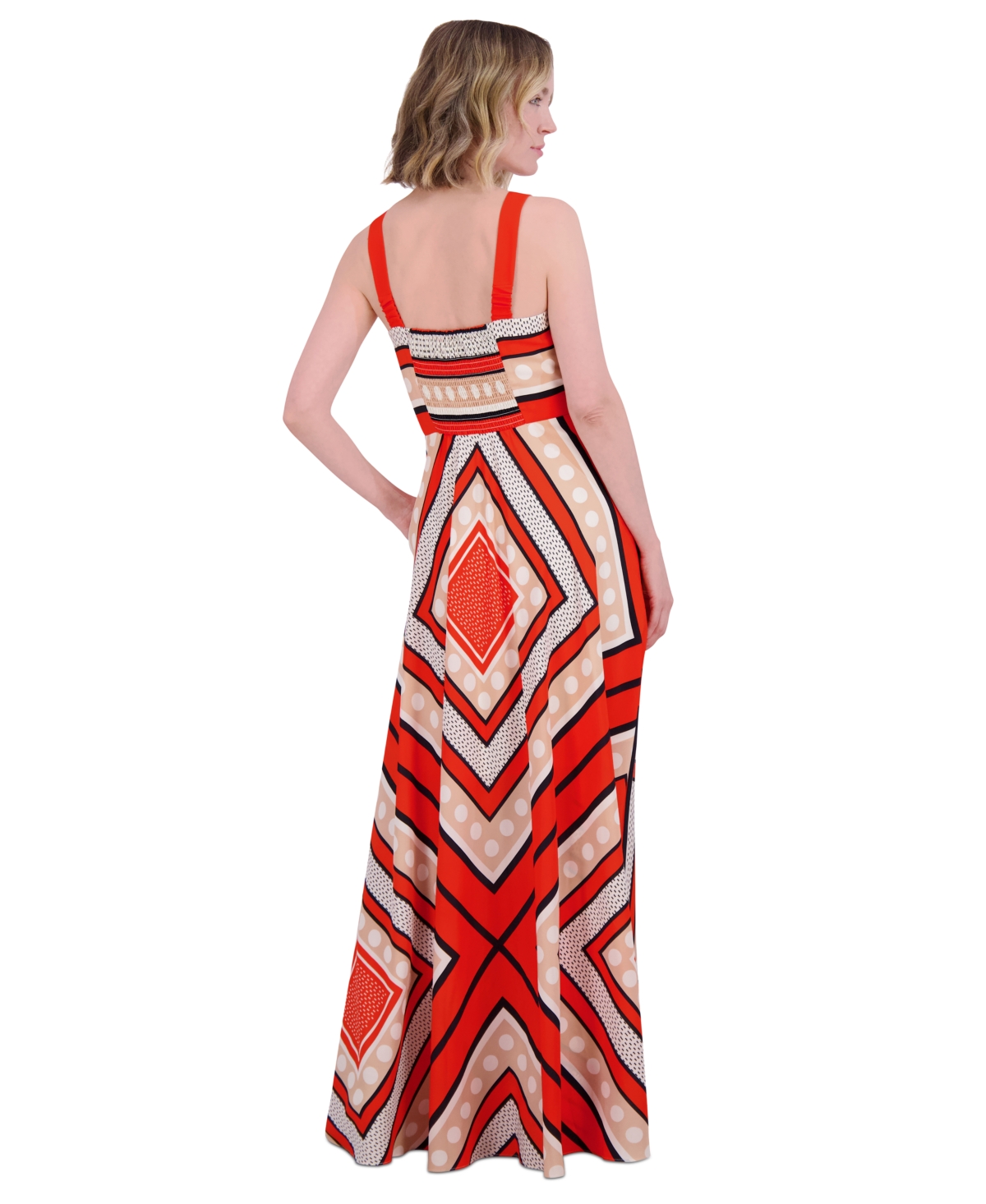 ELIZA J WOMEN'S PRINTED SQUARE-NECK MAXI SUNDRESS 