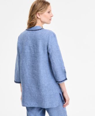 Women's 100% Linen 3/4-Sleeve Tunic Top, Exclusively at Macy's 