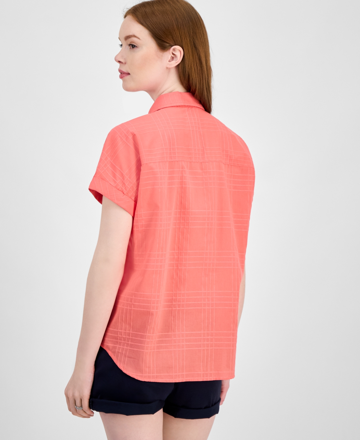 Tommy Hilfiger Women's Dobby Cotton Modern Camp Shirt In Pink
