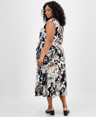 Plus Size Floral-Print Midi Dress