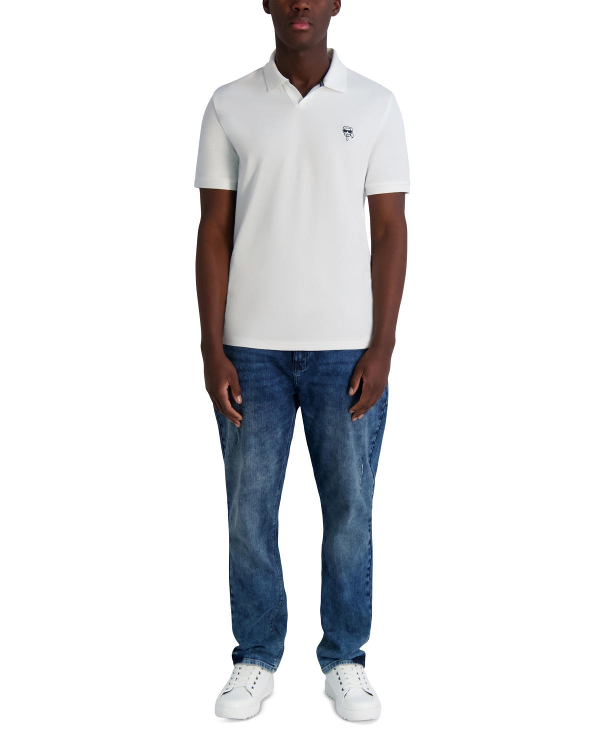 Karl Lagerfeld Men's Short Sleeve Karl Head Logo Pique Polo Shirt