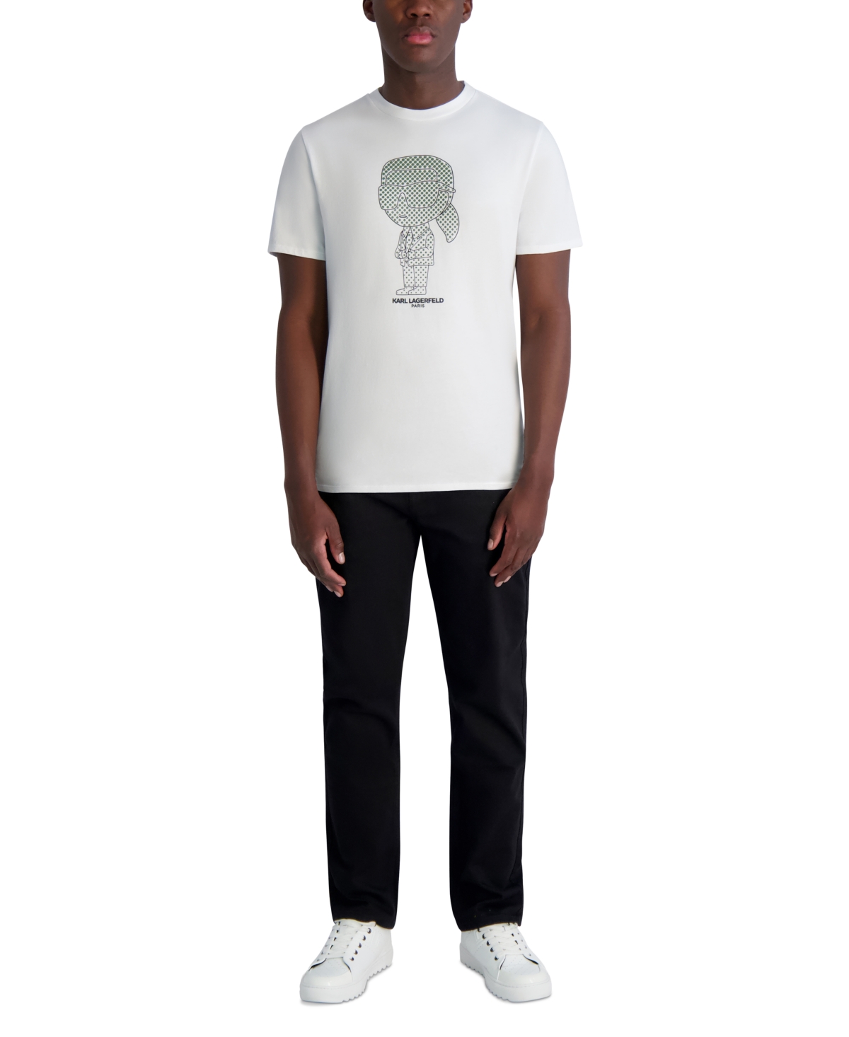 Karl Lagerfeld Men's Short Sleeve Crewneck Rubberized Character Graphic T-shirt In White